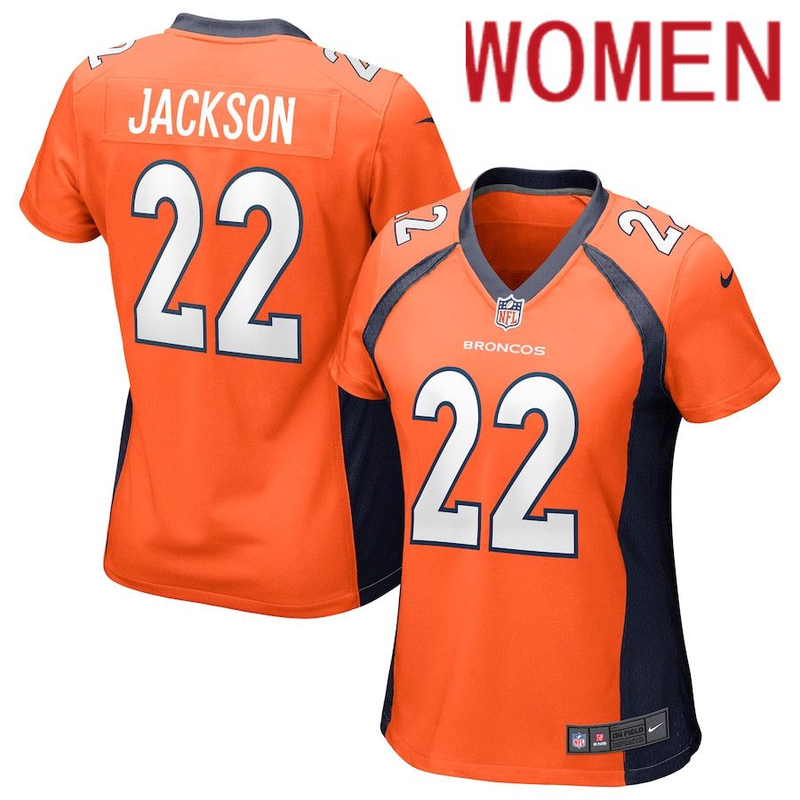 Women Denver Broncos 22 Kareem Jackson Nike Orange Game NFL Jersey